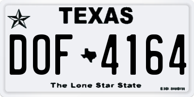 TX license plate DOF4164