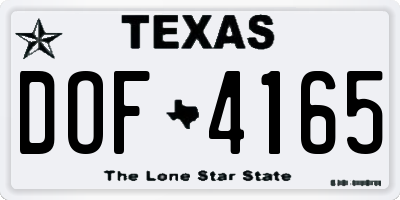 TX license plate DOF4165