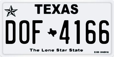 TX license plate DOF4166
