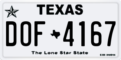 TX license plate DOF4167