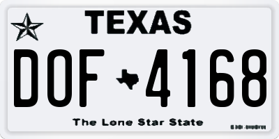 TX license plate DOF4168