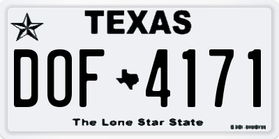 TX license plate DOF4171