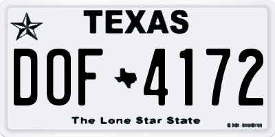 TX license plate DOF4172