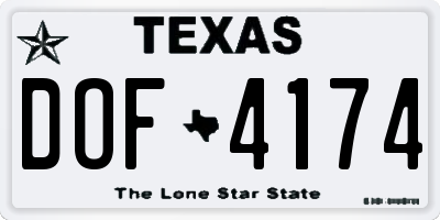 TX license plate DOF4174