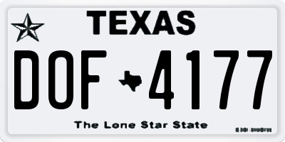 TX license plate DOF4177