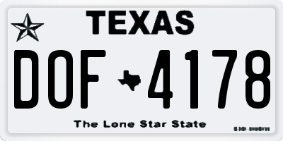 TX license plate DOF4178