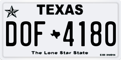 TX license plate DOF4180