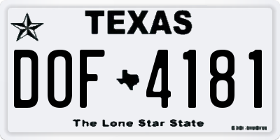 TX license plate DOF4181