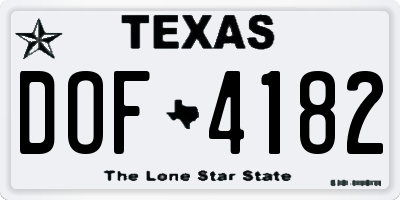 TX license plate DOF4182