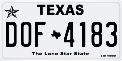 TX license plate DOF4183