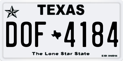 TX license plate DOF4184