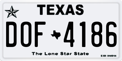 TX license plate DOF4186