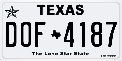 TX license plate DOF4187