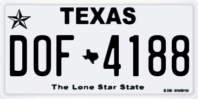 TX license plate DOF4188