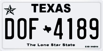 TX license plate DOF4189