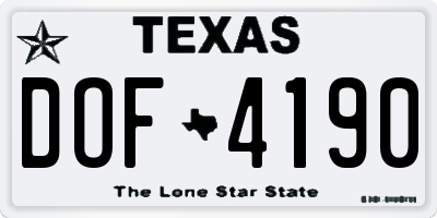 TX license plate DOF4190