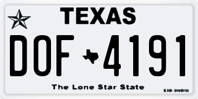 TX license plate DOF4191