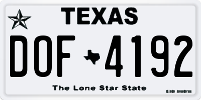 TX license plate DOF4192