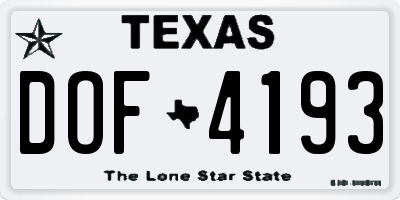 TX license plate DOF4193