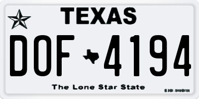 TX license plate DOF4194