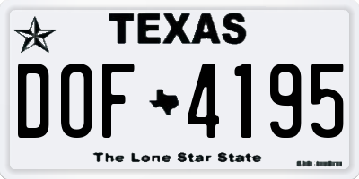 TX license plate DOF4195