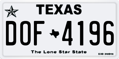 TX license plate DOF4196