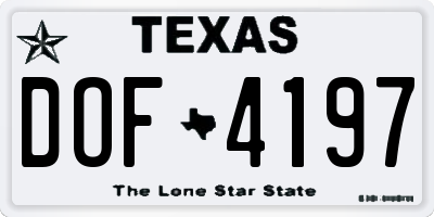TX license plate DOF4197