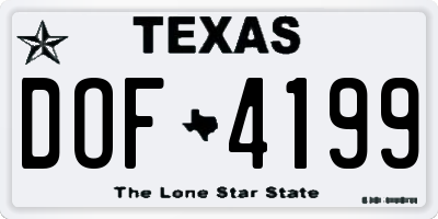 TX license plate DOF4199