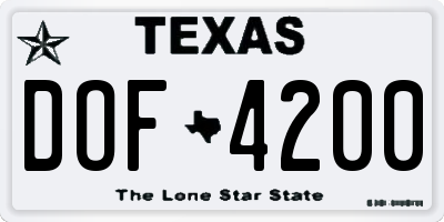 TX license plate DOF4200