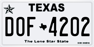 TX license plate DOF4202