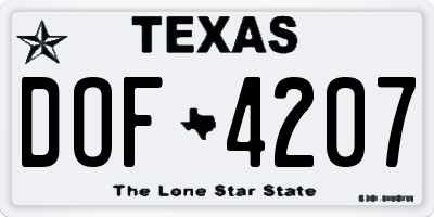 TX license plate DOF4207