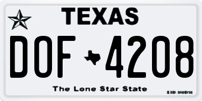 TX license plate DOF4208