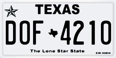 TX license plate DOF4210