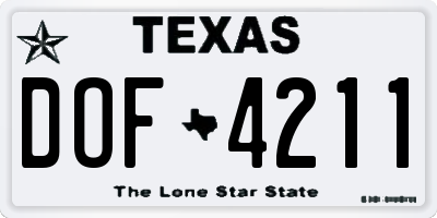 TX license plate DOF4211