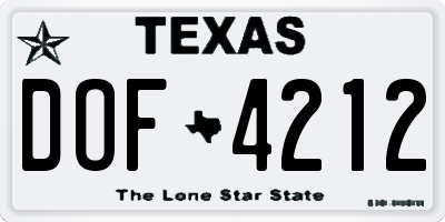 TX license plate DOF4212