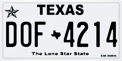 TX license plate DOF4214