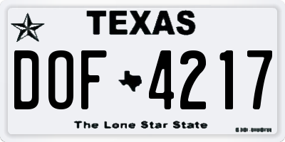 TX license plate DOF4217