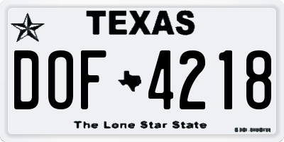 TX license plate DOF4218