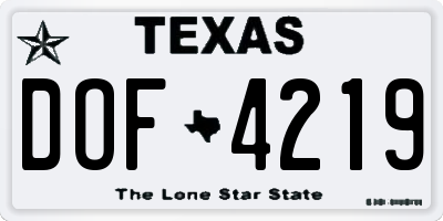 TX license plate DOF4219