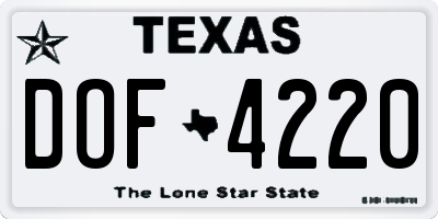 TX license plate DOF4220