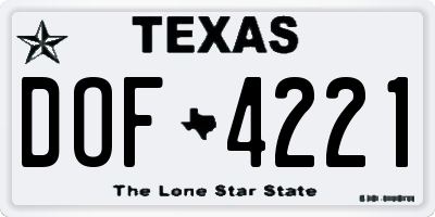 TX license plate DOF4221