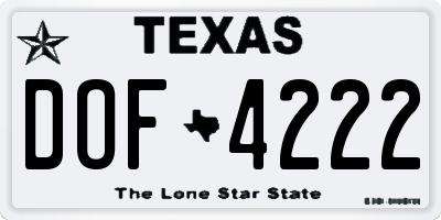 TX license plate DOF4222
