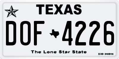 TX license plate DOF4226