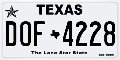 TX license plate DOF4228