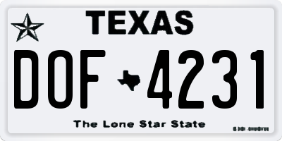 TX license plate DOF4231