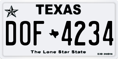 TX license plate DOF4234