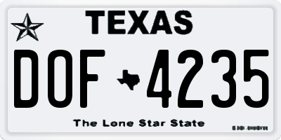 TX license plate DOF4235