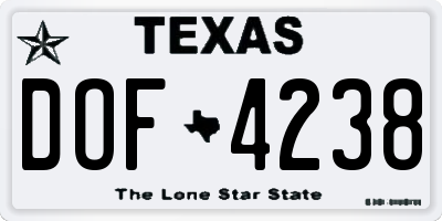 TX license plate DOF4238