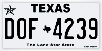TX license plate DOF4239