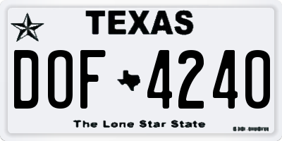 TX license plate DOF4240